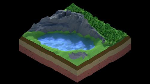 MOUNTAIN AND LAKE LOW POLY preview image